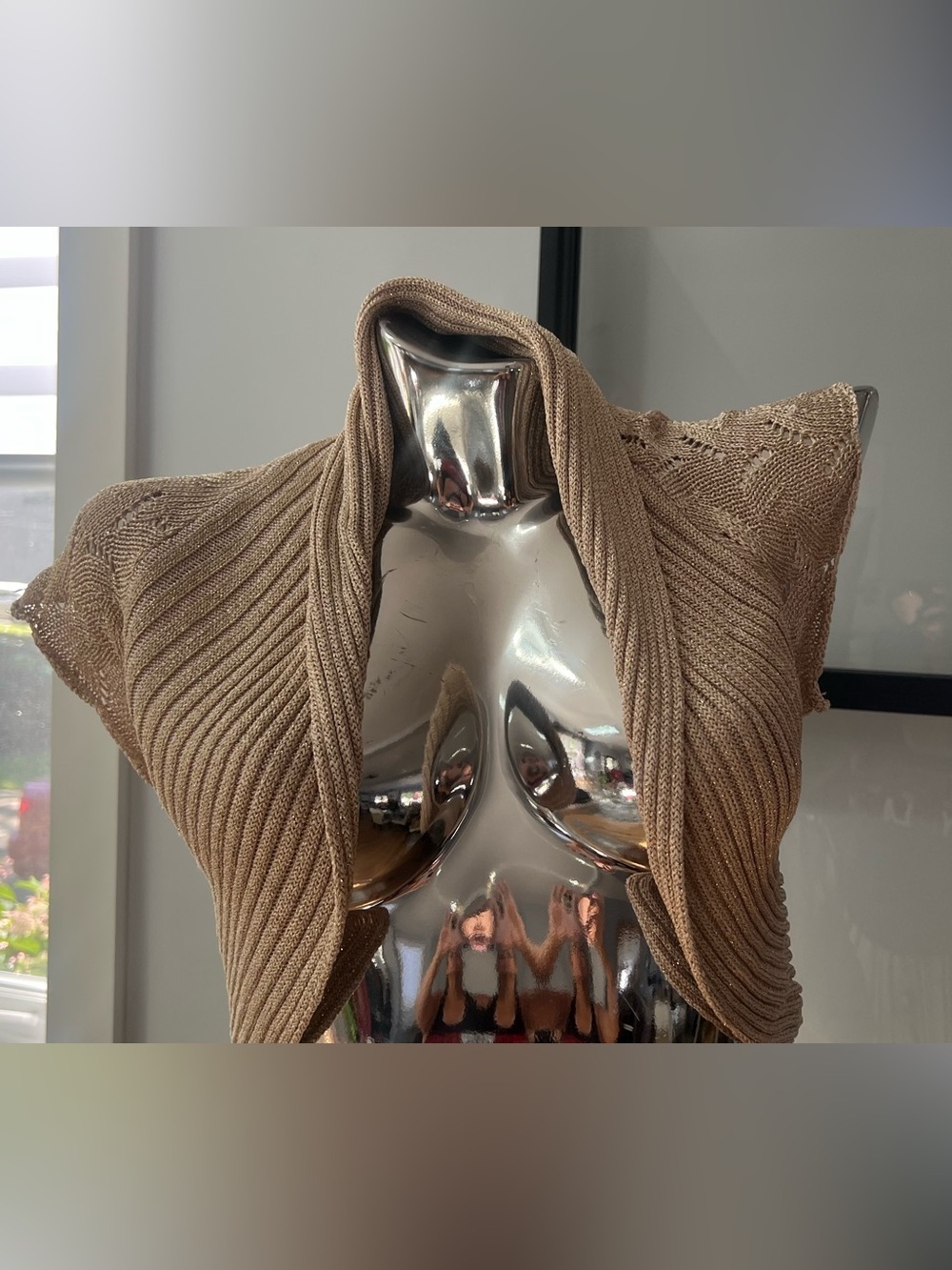 bebe Sleeveless Cowl Neck Ribbed Knit Gold Vest